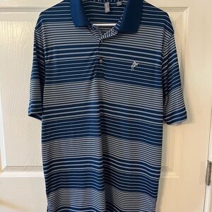 Ashworth Blue and White Striped Polo Shirt
